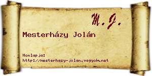 Mesterházy Jolán névjegykártya